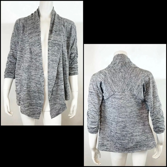 Athleta Spacedye Heathered Gray Drape Cardigan - Picture 2 of 4